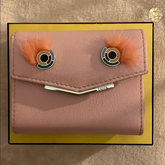 Fendi Monster Eyes Mink-trimmed Card Wallet - Picture 2 of 7